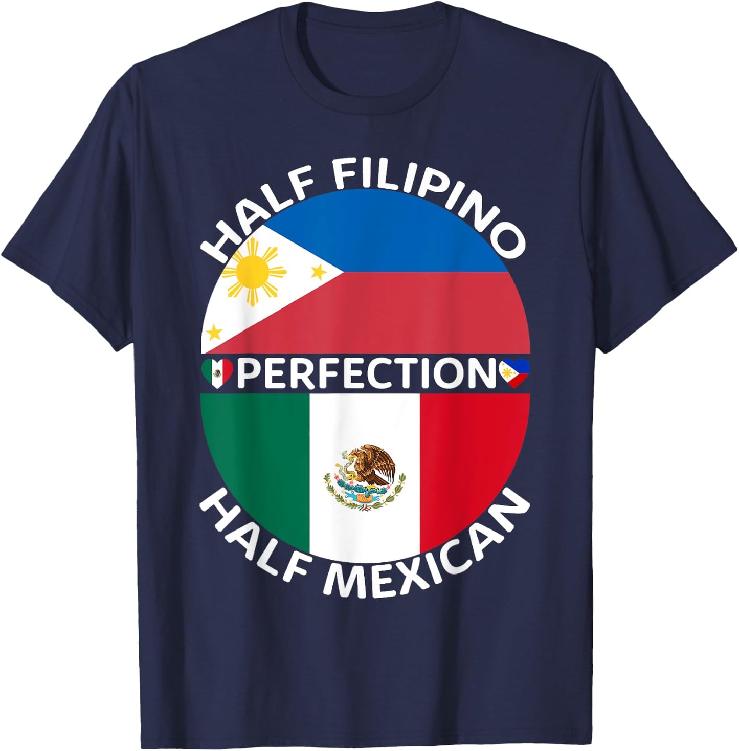 Half Filipino Half Mexican Philippines Mexico Flag Roots Men T-Shirt - T-Shirt | Navy