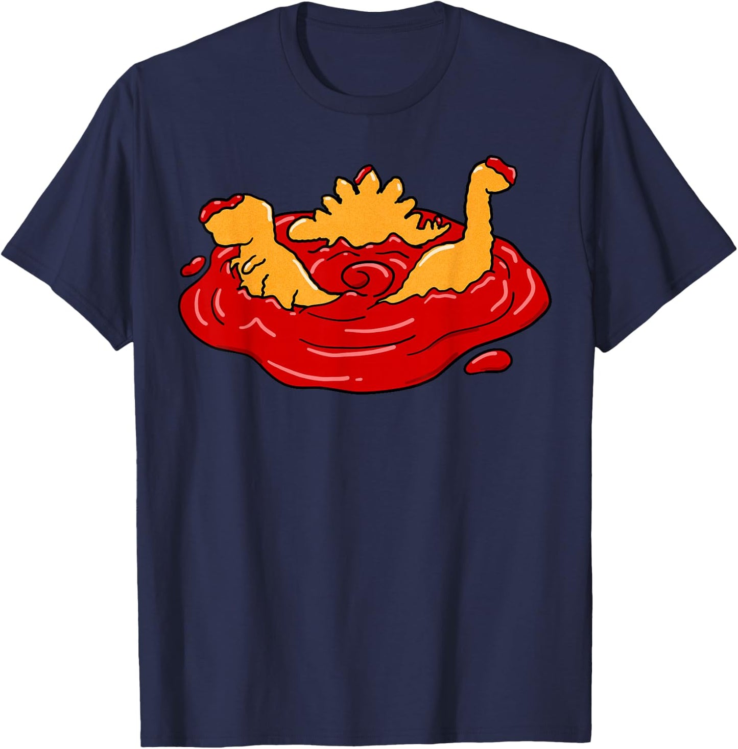 Ketchup Dino Nugget Apocalypse Funny Dinosaur Chicken Nugget T-Shirt - T-Shirt | Navy
