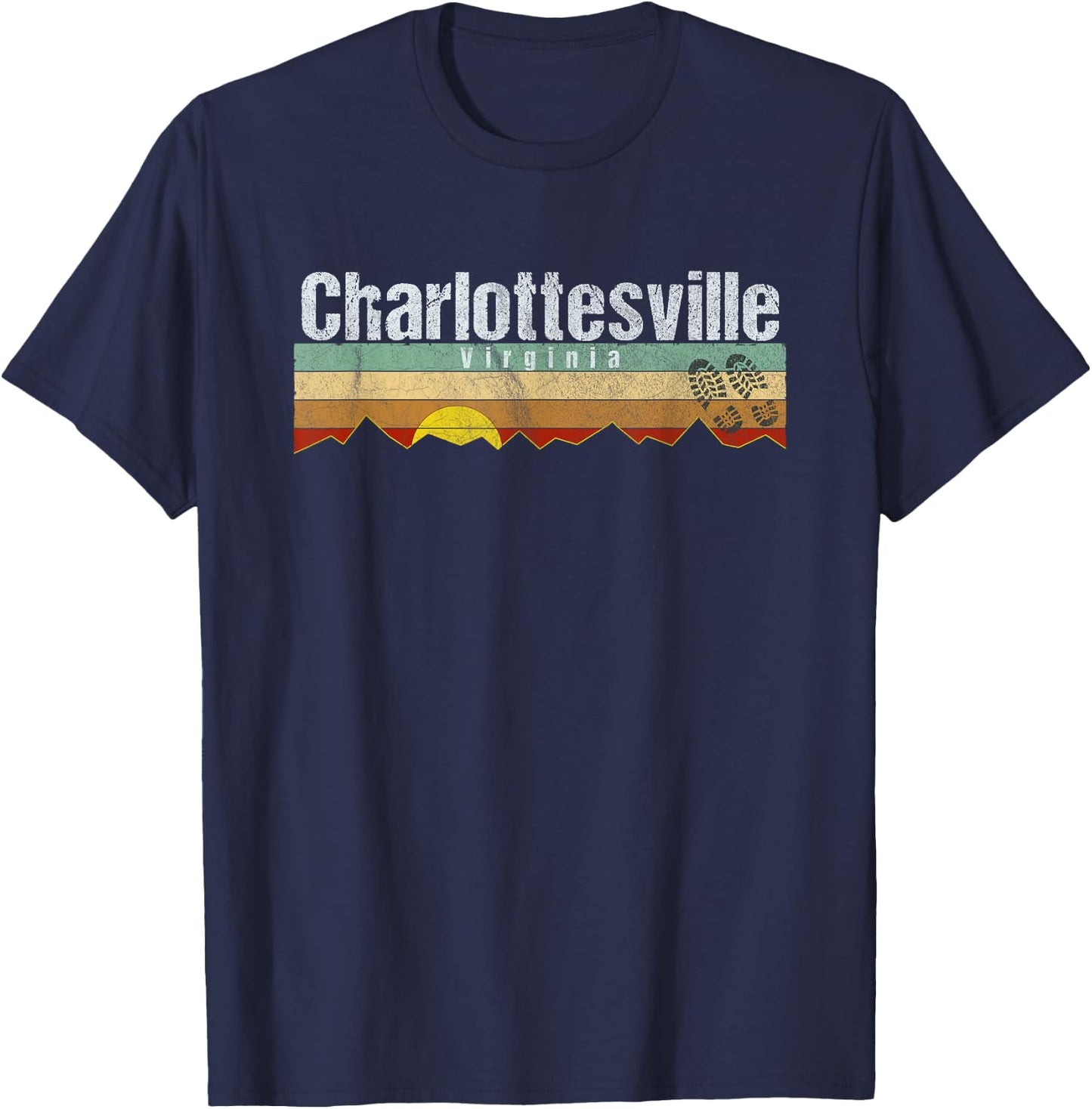 Charlottesville, VA Vintage Hiking Gift T-Shirt - T-Shirt | Navy