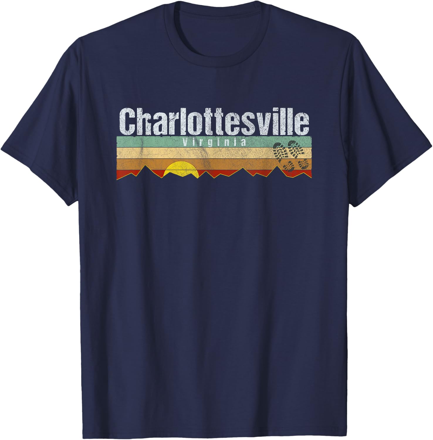 Charlottesville, VA Vintage Hiking Gift T-Shirt - T-Shirt | Navy