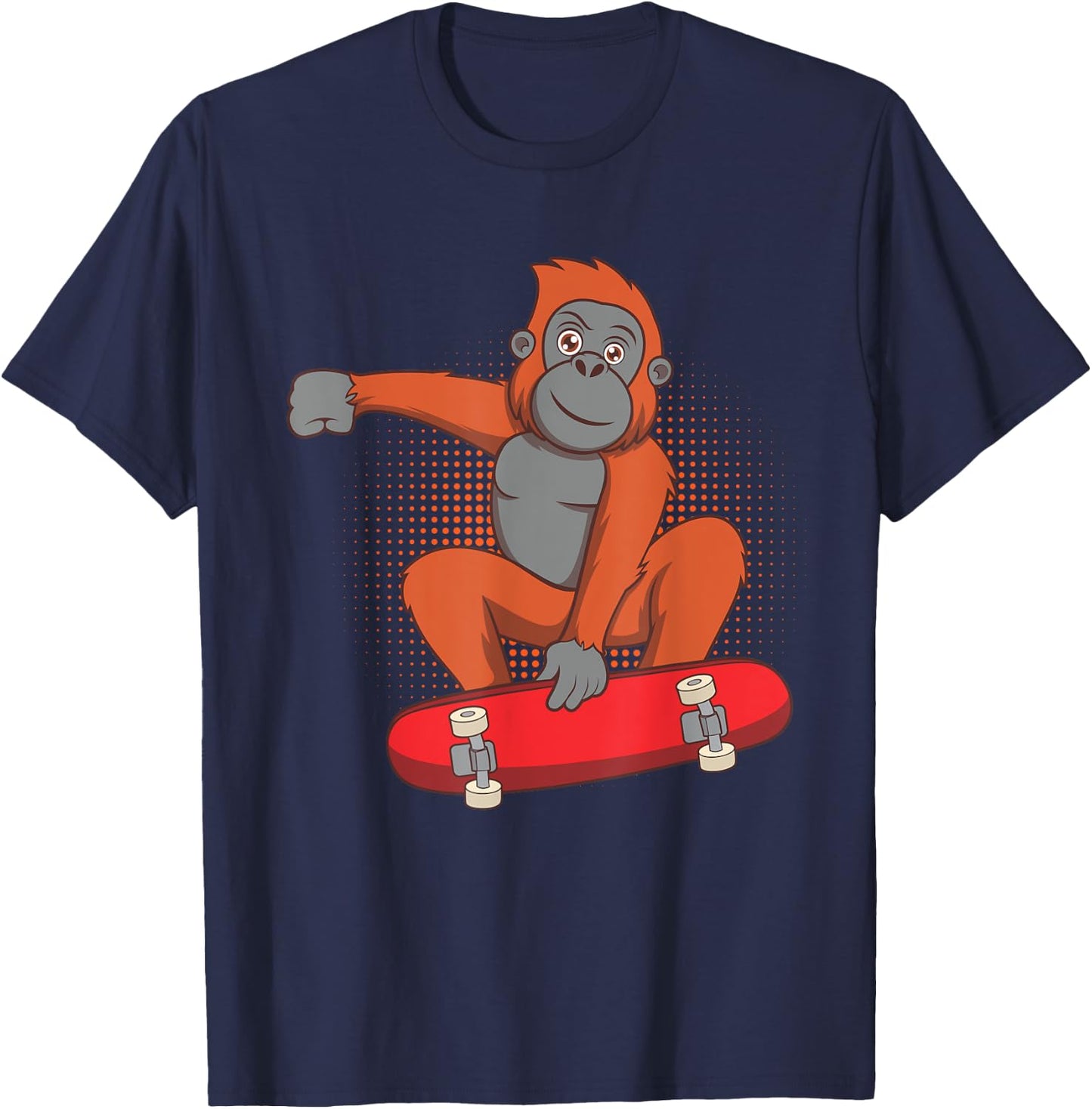 Orangutan Skating Funny Skateboard Monkey T-Shirt - T-Shirt | Navy
