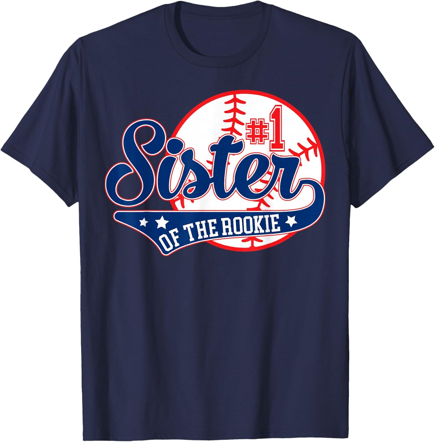Sister of Rookie 1st Birthday Baseball Theme Matching Party T-Shirt - T-Shirt | Navy
