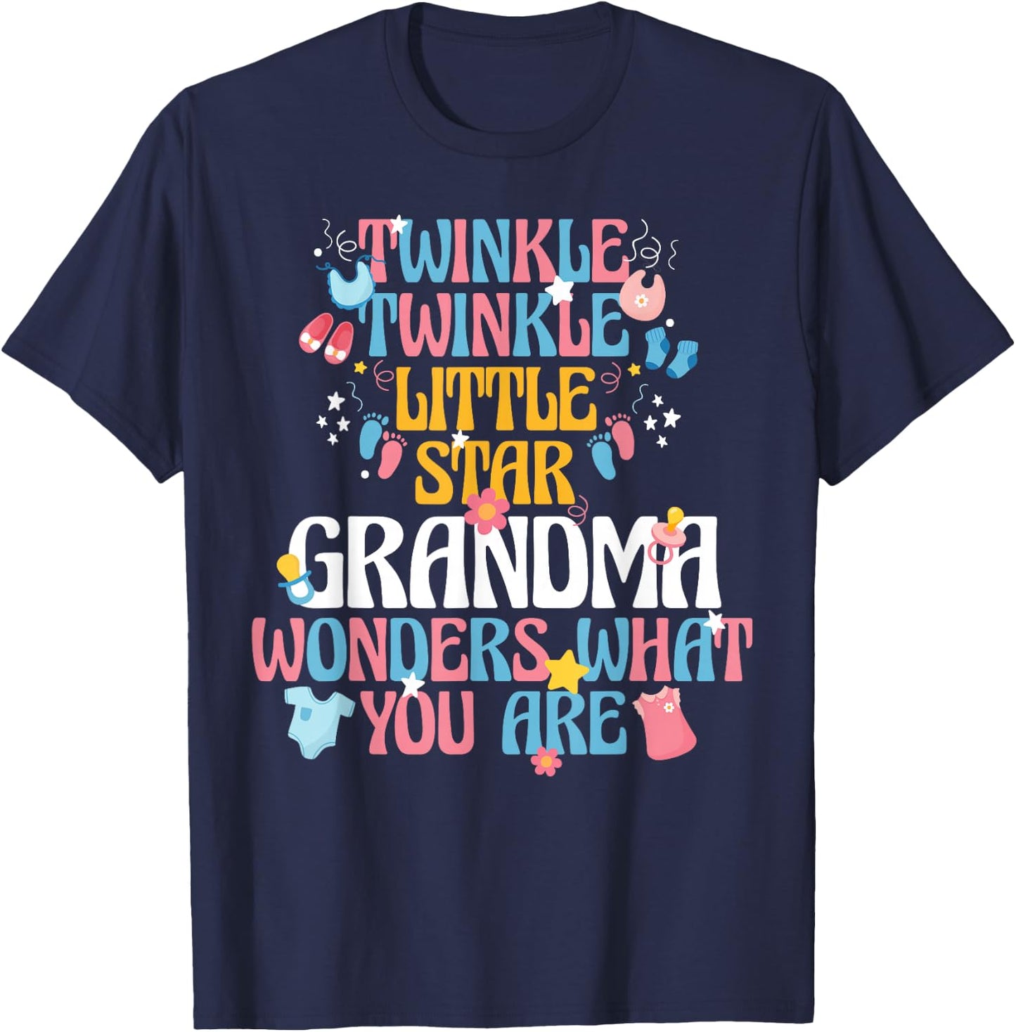 Twinkle Twinkle Little Star Gender Reveal For Grandma T-Shirt - T-Shirt | Navy