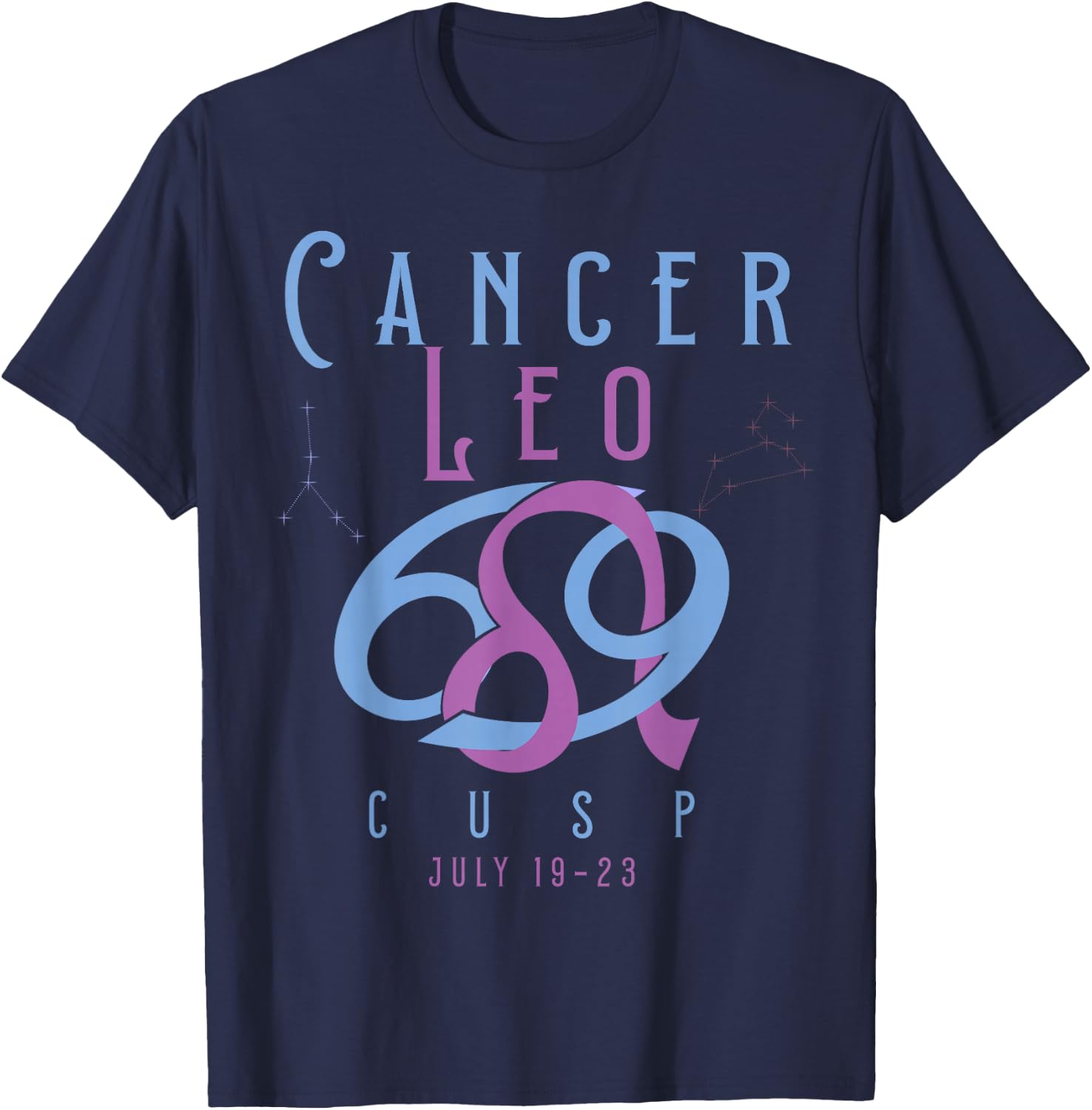 Cancer Leo Cusp Symbol Astrology Zodiac Sign Horoscope T-Shirt - T-Shirt | Navy