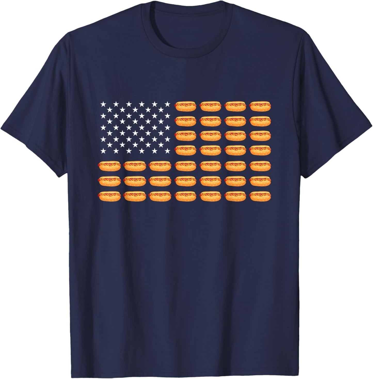Hot Dog American Flag - Hot Dog Lover Fast Food Wiener T-Shirt - T-Shirt | Navy