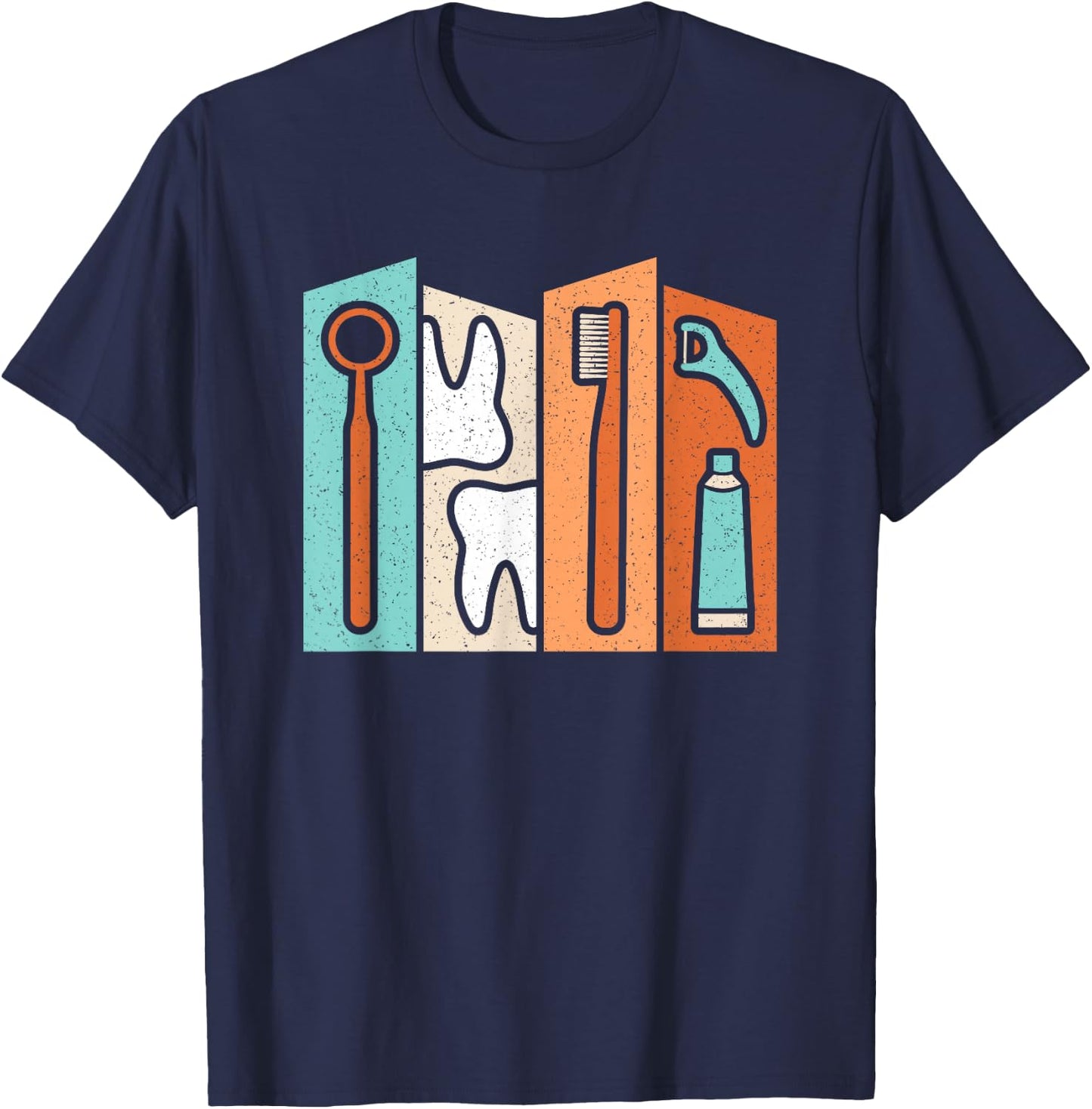 Retro Dentist Instruments Tooth Dental Hygienist Men Women T-Shirt - T-Shirt | Navy