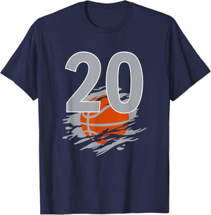 Jersey #20 Black White Basketball Team Number 20 Silver T-Shirt - T-Shirt | Navy
