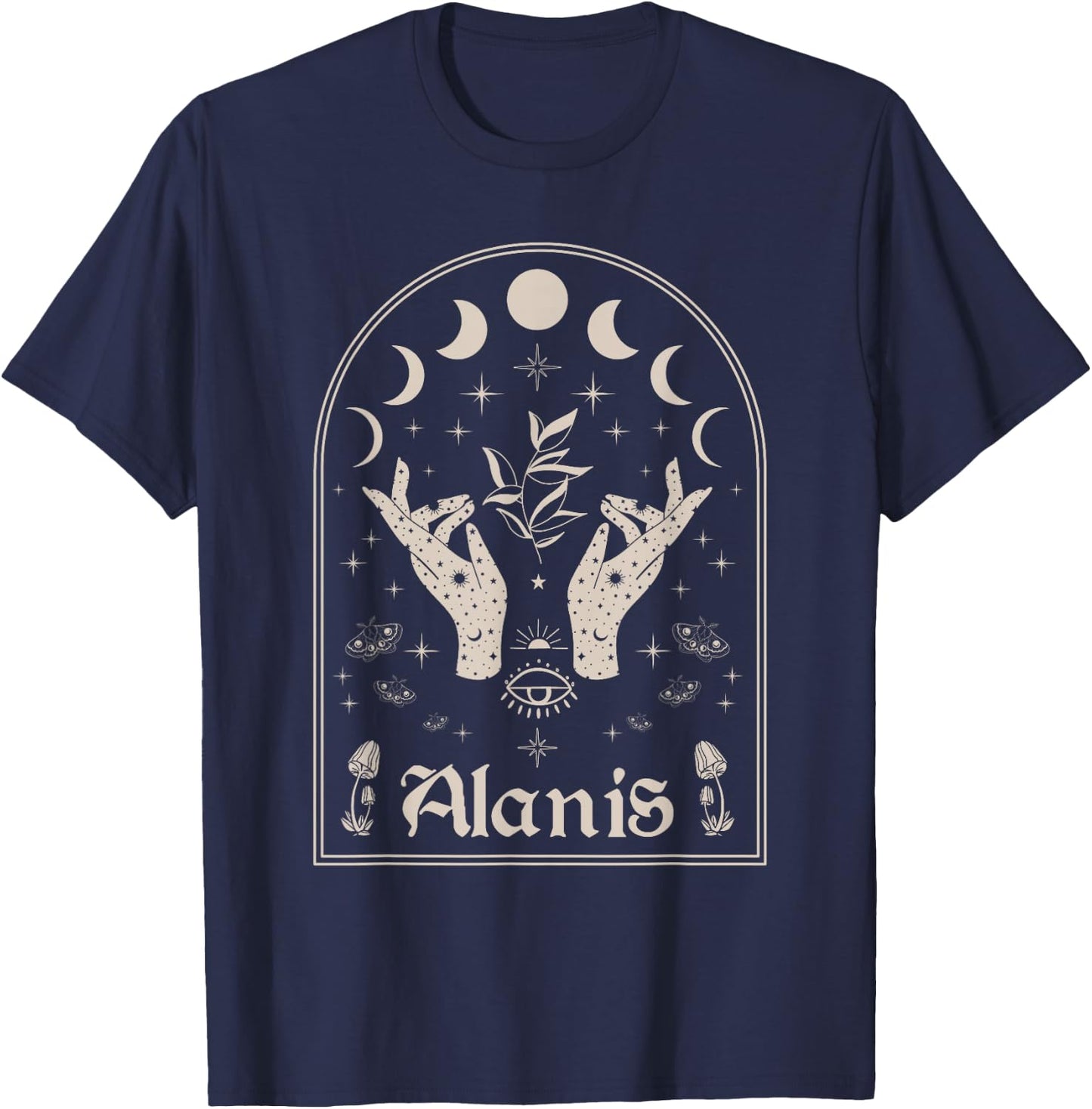 I Love Alanis Personalized Retro Moon First Name T-Shirt - T-Shirt | Navy