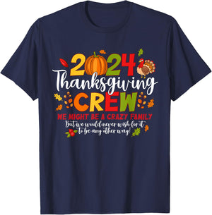 Thanksgiving Crew 2024 Family Matching Fall Autumn Men Women T-Shirt - T-Shirt | Navy