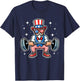 Uncle Sam Weightlifting 4th of July American Flag Workout T-Shirt - T-Shirt | Navy