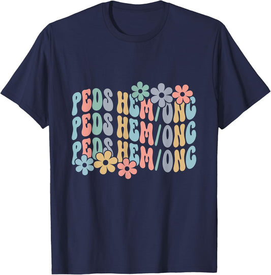 Pediatric Hematology Oncology Nurse PEDS HEM ONC T Boho Pedi T-Shirt - T-Shirt | Navy