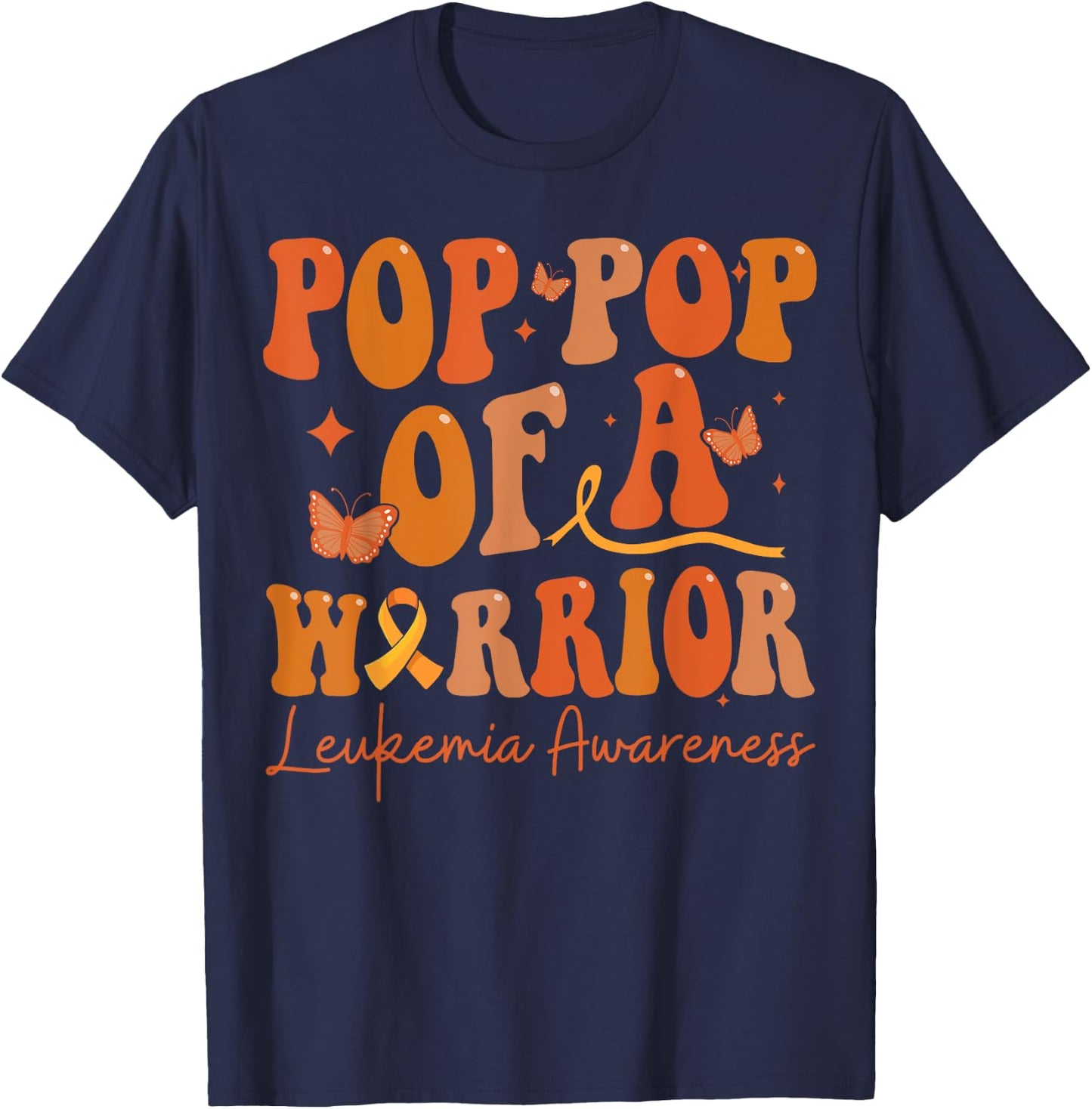 Pop Pop Of A Warrior Leukemia Awareness Family Matching T-Shirt - T-Shirt | Navy