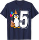 Kids Penguin Birthday 5 Penguin 5th Birthday Outfit Penguin T-Shirt - T-Shirt | Navy