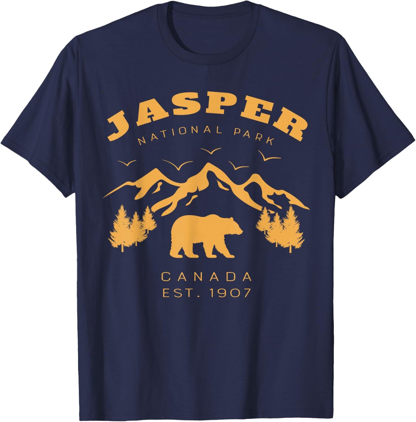 Retro Vintage Jasper National Park for kids Hiking Camping T-Shirt - T-Shirt | Navy
