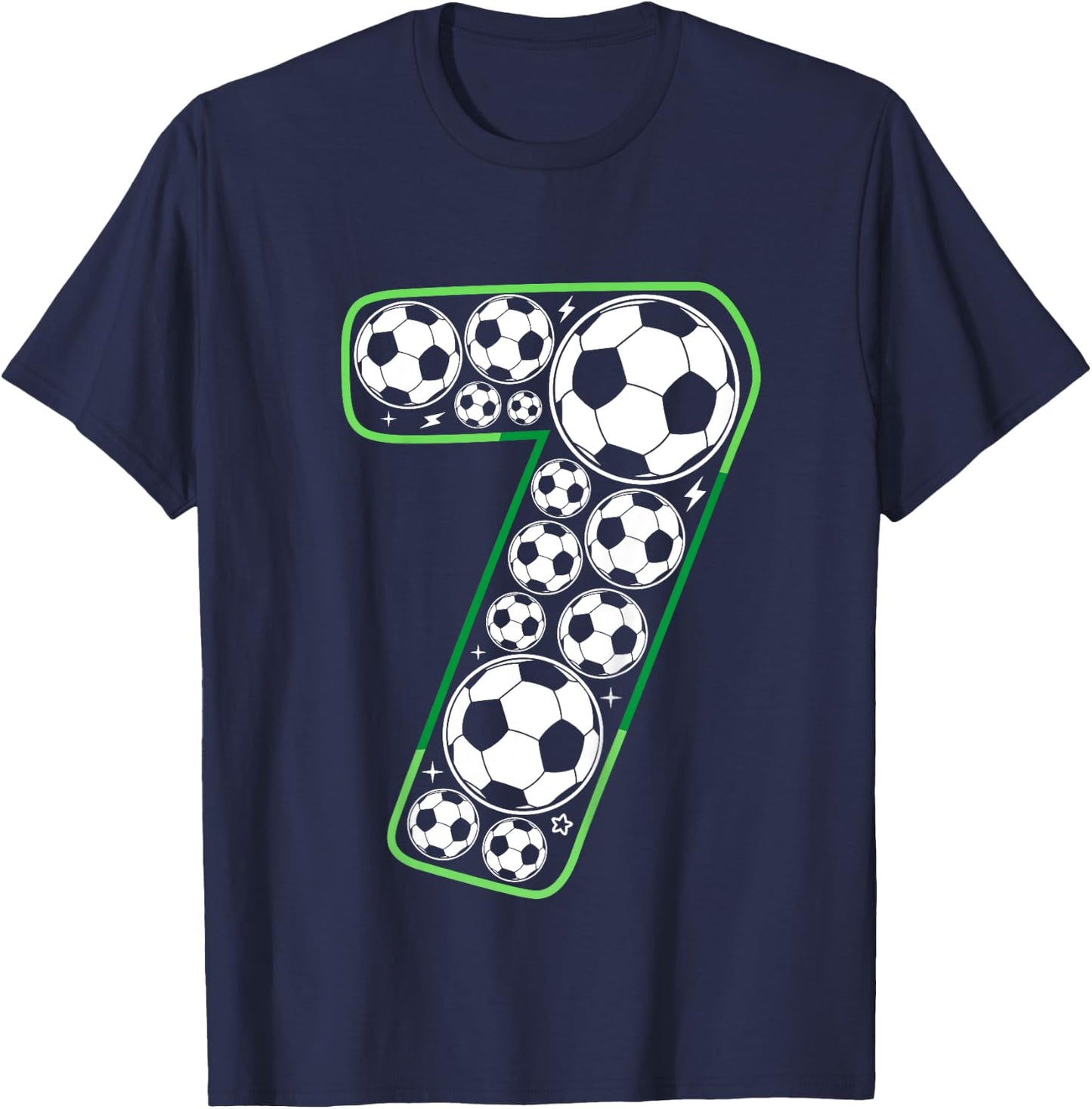 Kids Soccer 7th Birthday Seven 7 Year Old Boy Present 7 Yr Old T-Shirt - T-Shirt | Navy