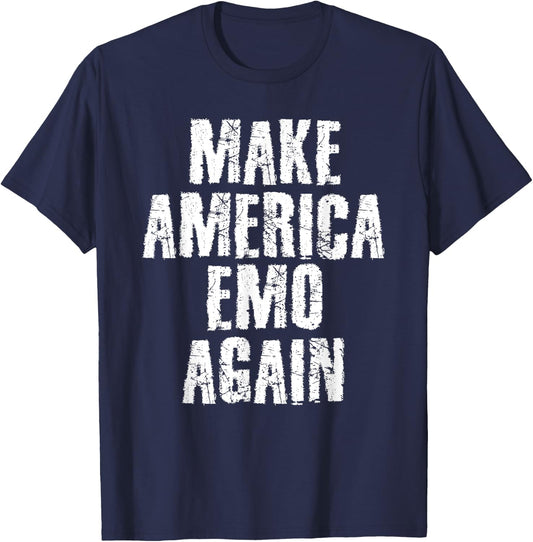 MAKE AMERICA EMO AGAIN Funny Goth US Gift T-Shirt - T-Shirt | Navy