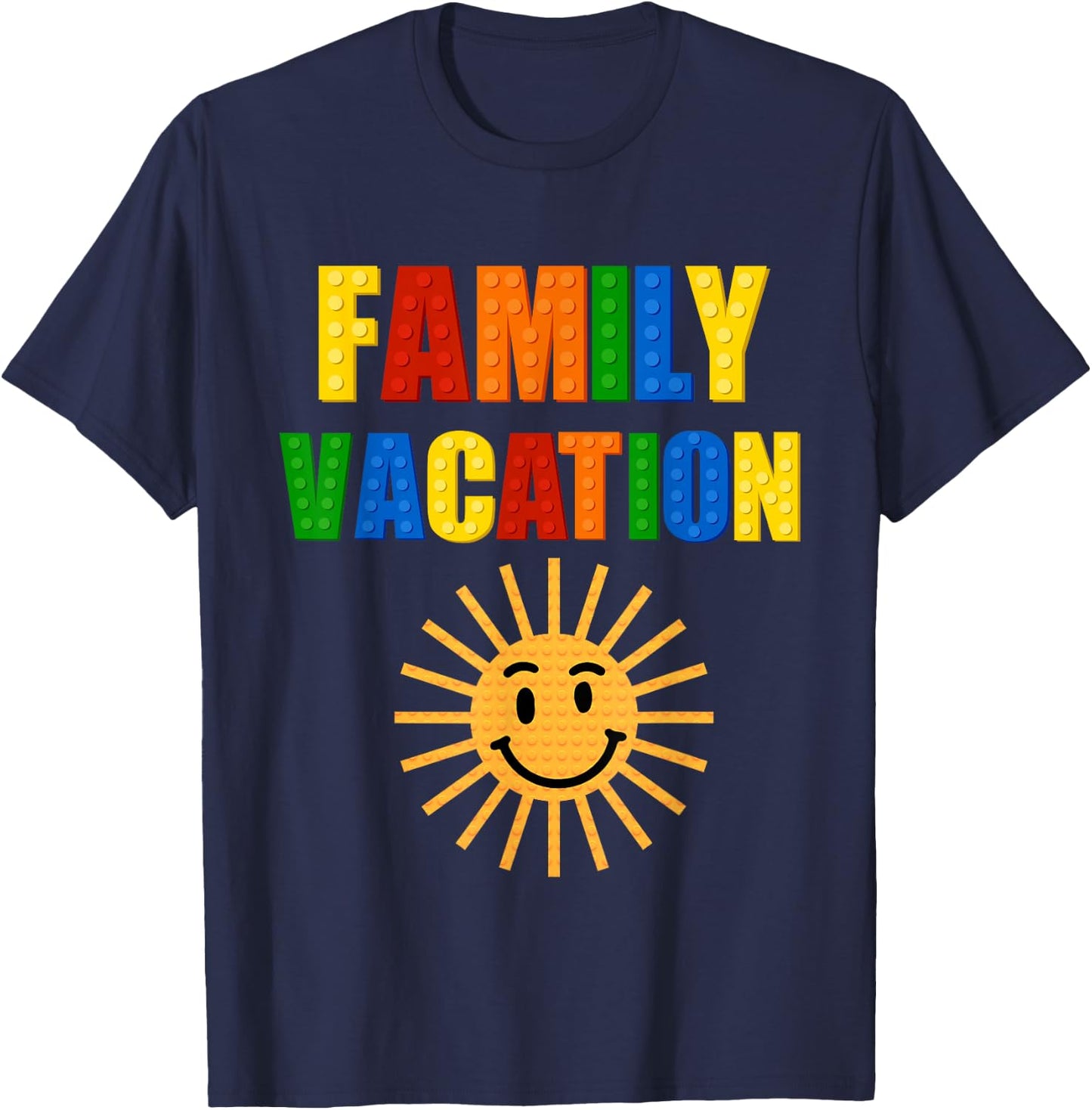 Building Bricks Family Vacation Matching Block Builder T-Shirt - T-Shirt | Navy