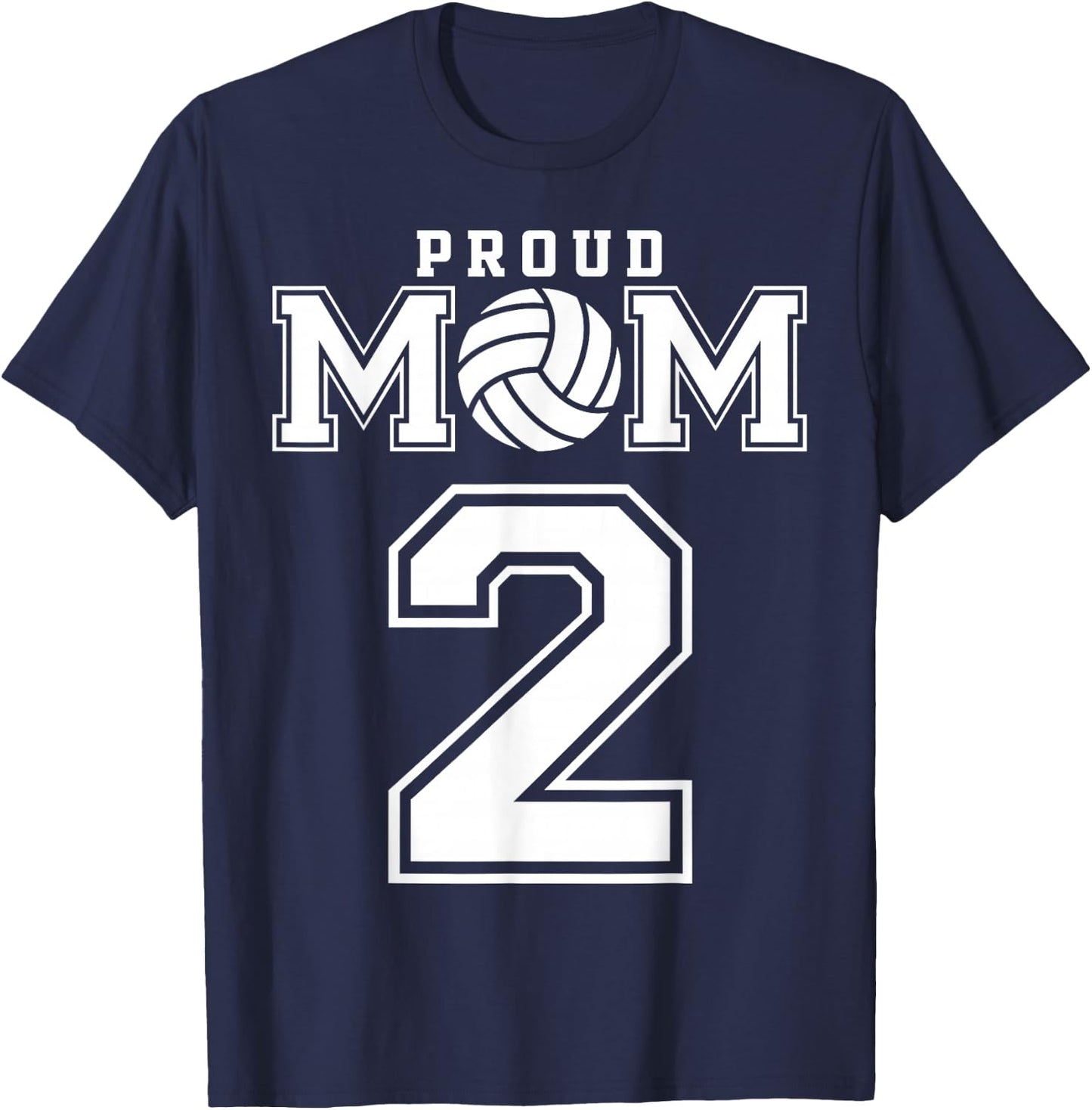 Custom Proud Volleyball Mom Number 2 Personalized Women T-Shirt - T-Shirt | Navy