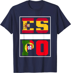 Half Portuguese half Spanish Mixed Heritage Portugal Spain T-Shirt - T-Shirt | Navy