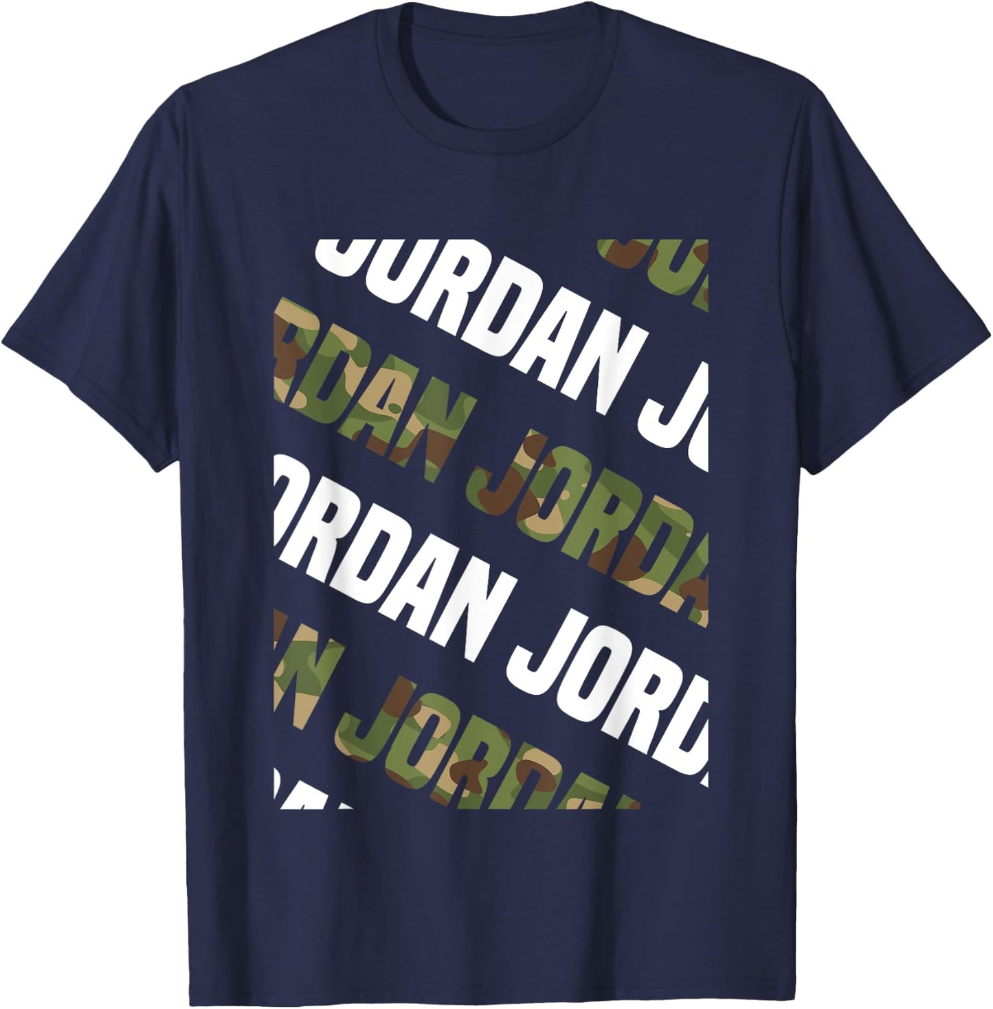 Diagonal Jordan Pattern Design Gift Green Camouflage Print T-Shirt - T-Shirt | Navy