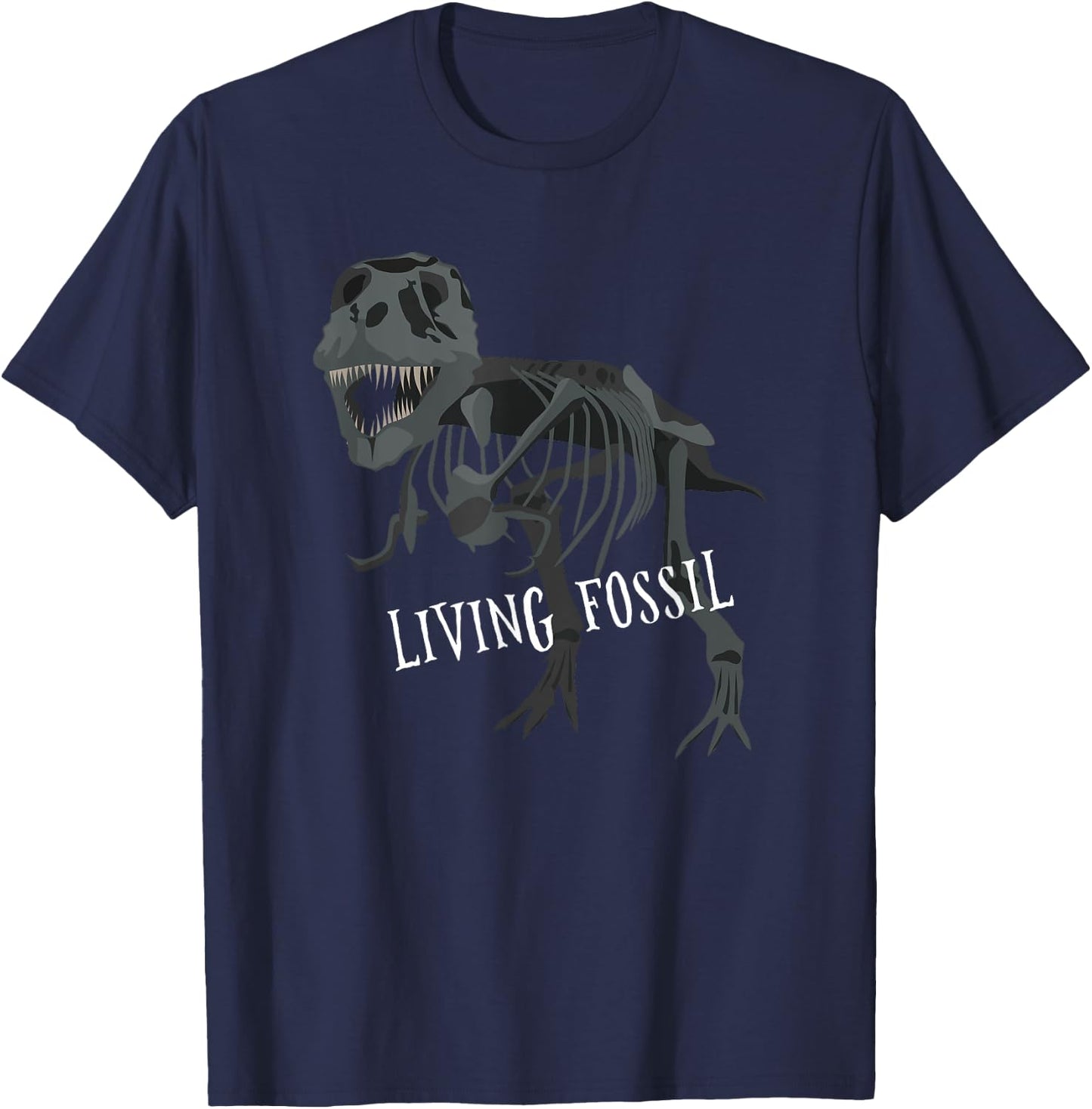 Living Fossil Tyrannosaurus Rex Skeleton T-Rex Funny T-Shirt - T-Shirt | Navy