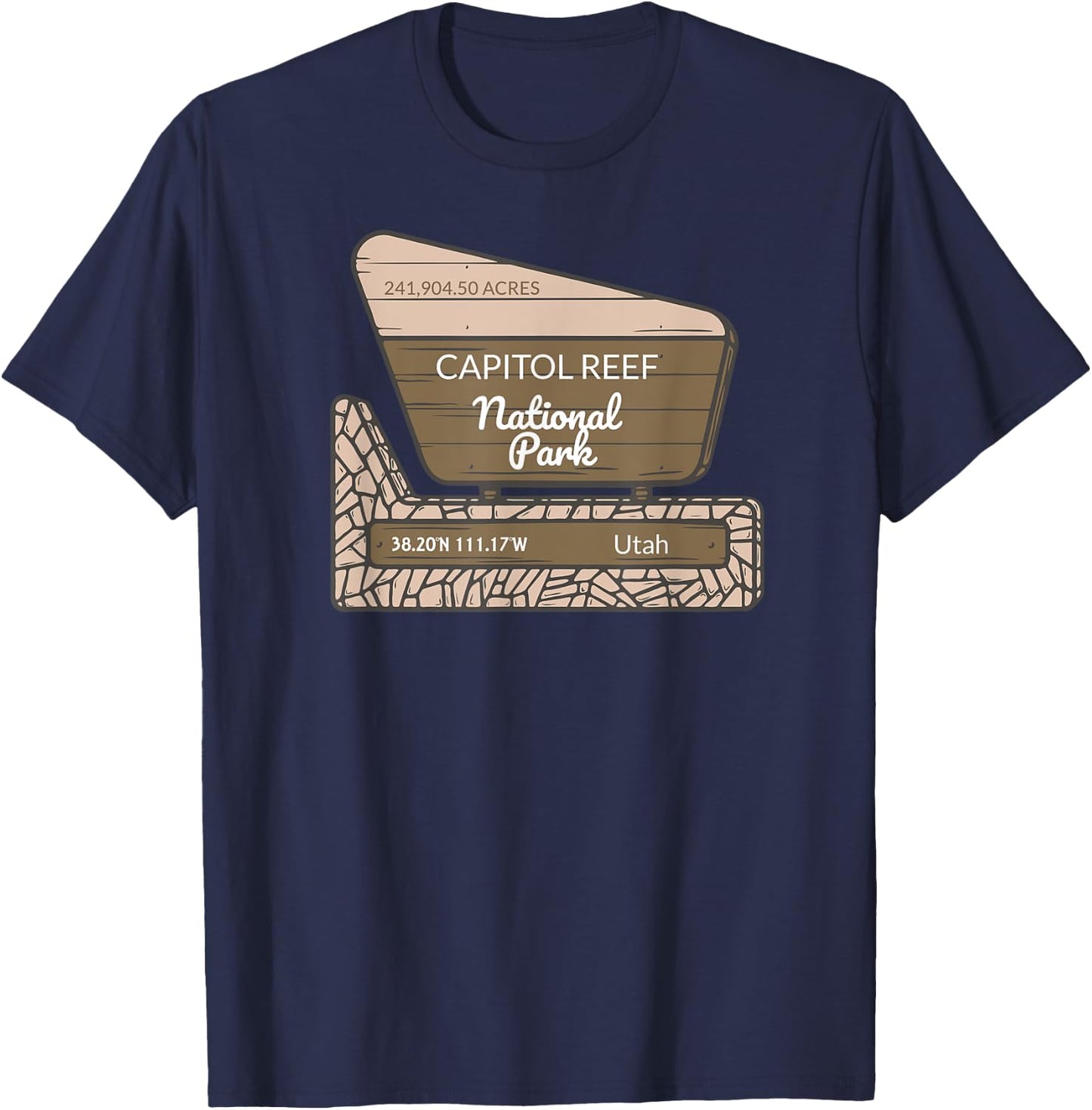 Capitol Reef National Park Utah Park Entrance Sign T-Shirt - T-Shirt | Navy