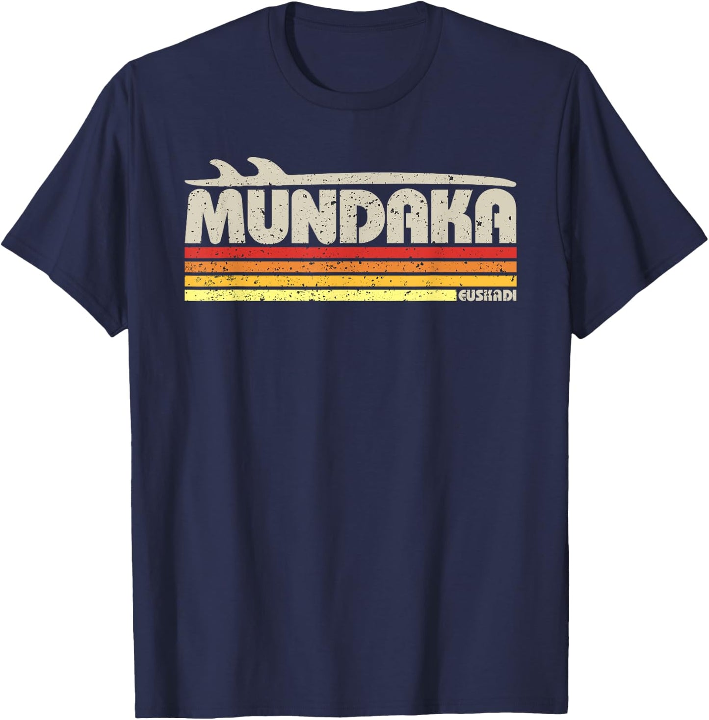 Mundaka Basque Country Spain - Retro Surf Paradise T-Shirt - T-Shirt | Navy