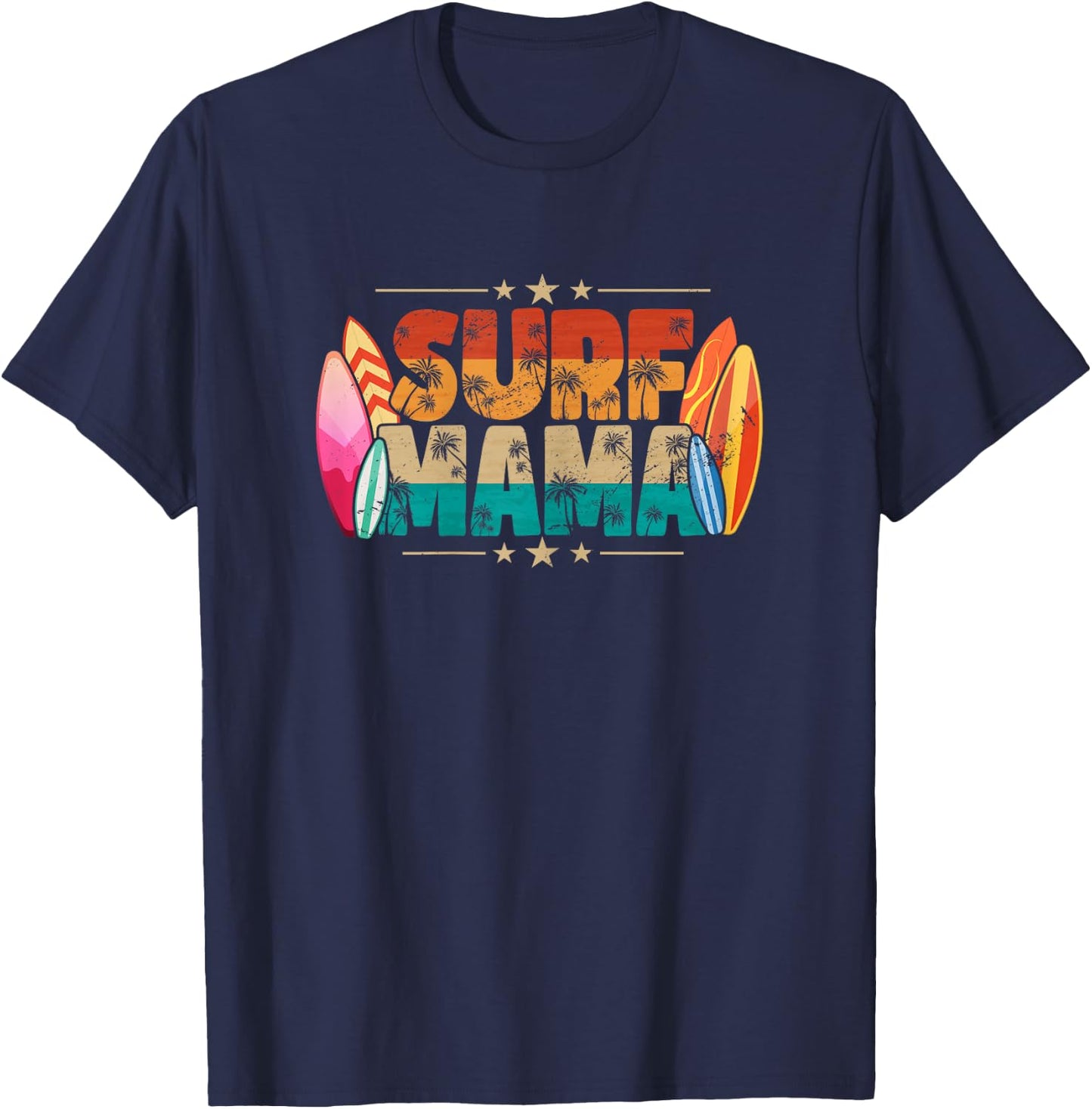 Surf Mama Surfer Mommy Mom Summer Beach Vibes Surfing T-Shirt - T-Shirt | Navy