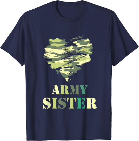 Proud Army Sister - Camouflage Shirt Army Sister T-Shirt - T-Shirt | Navy