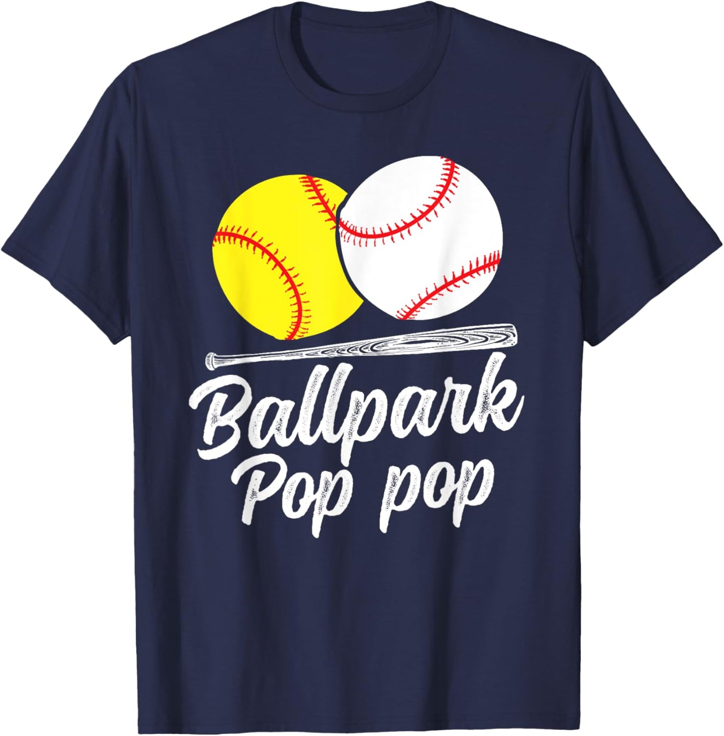 Ballpark Pop Pop Softball Baseball Pop Pop Grandpa T-Shirt - T-Shirt | Navy