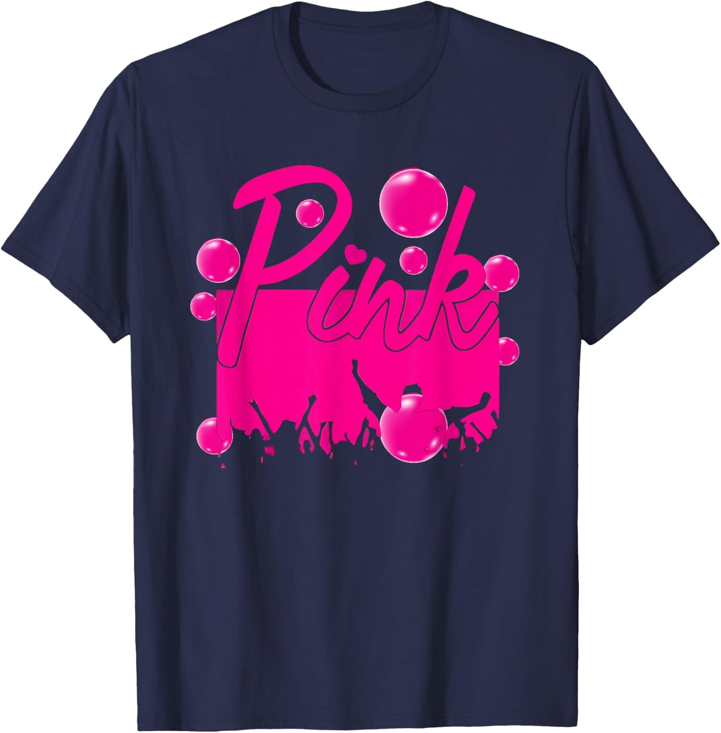 Retro Pink Personalized Name Pink Women Kids Meme T-Shirt - T-Shirt | Navy
