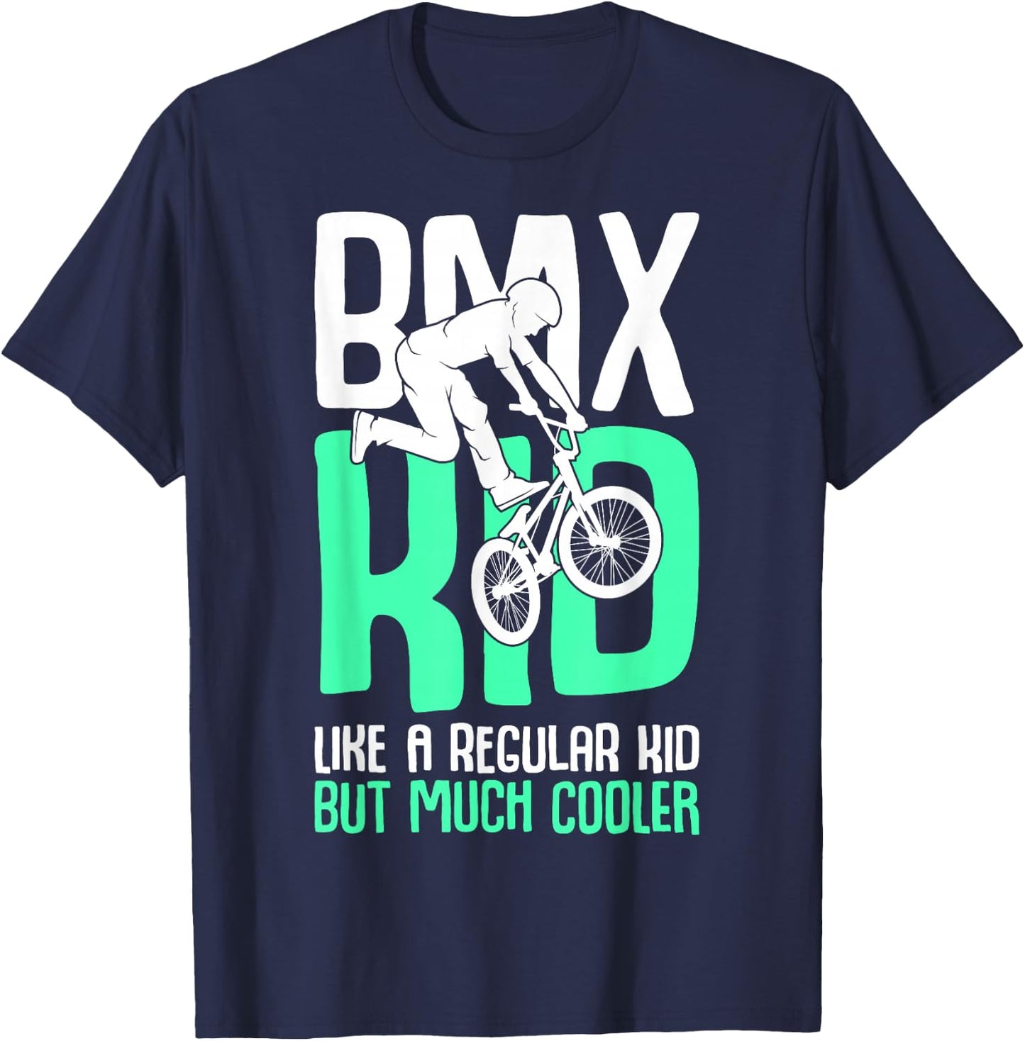 BMX Kid Rider Bike Bicycle Stunt Racing Kids Boys T-Shirt - T-Shirt | Navy