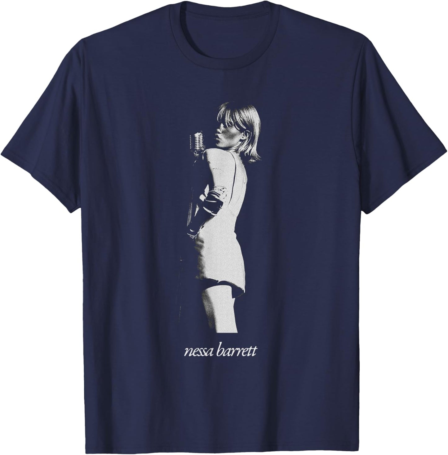 Nessa Barrett Microphone Pose , Small, Black T-Shirt - T-Shirt | Navy