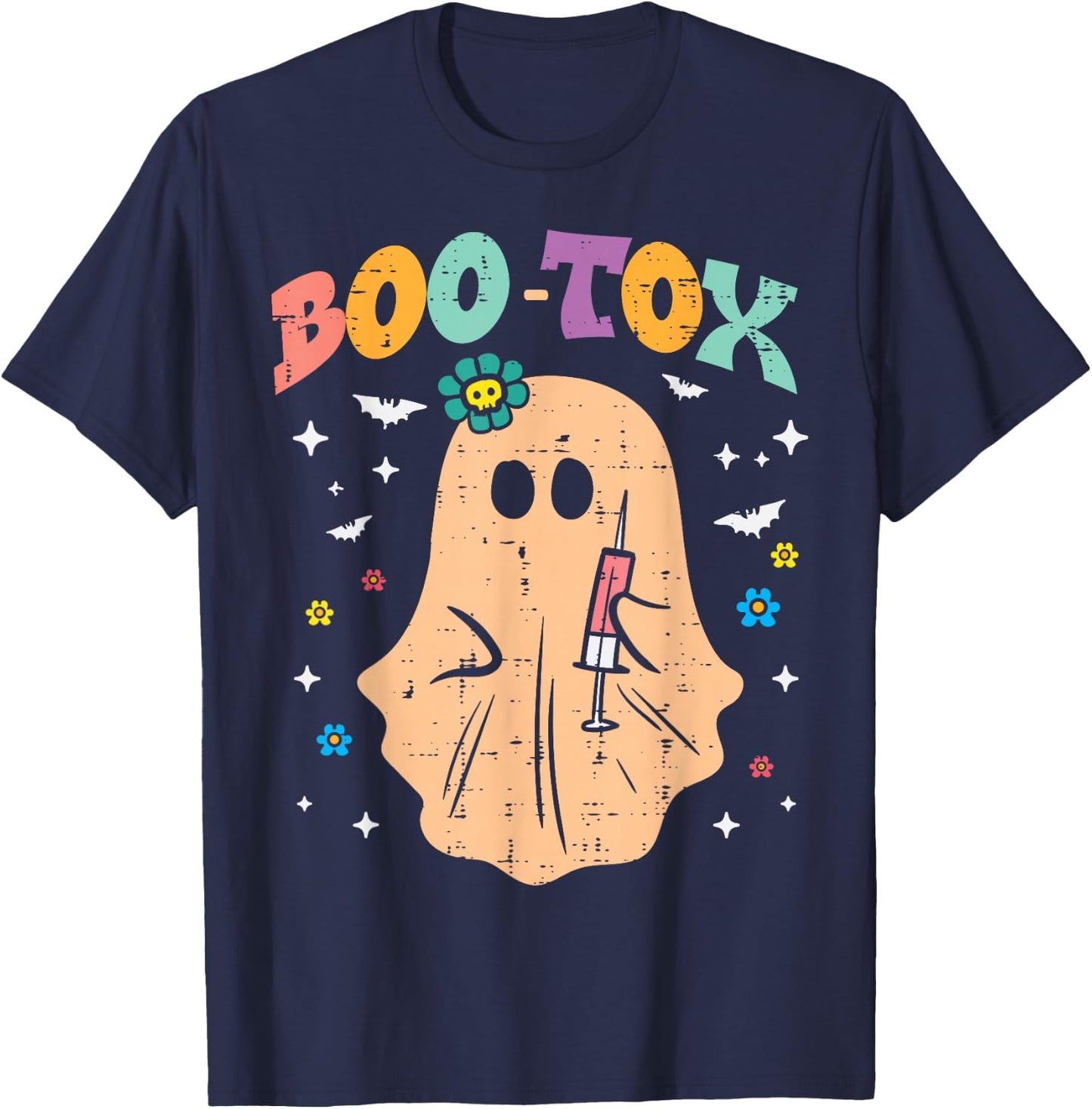 Halloween Botox Ghost Boo Tox Retro Costume Groovy Women T-Shirt - T-Shirt | Navy