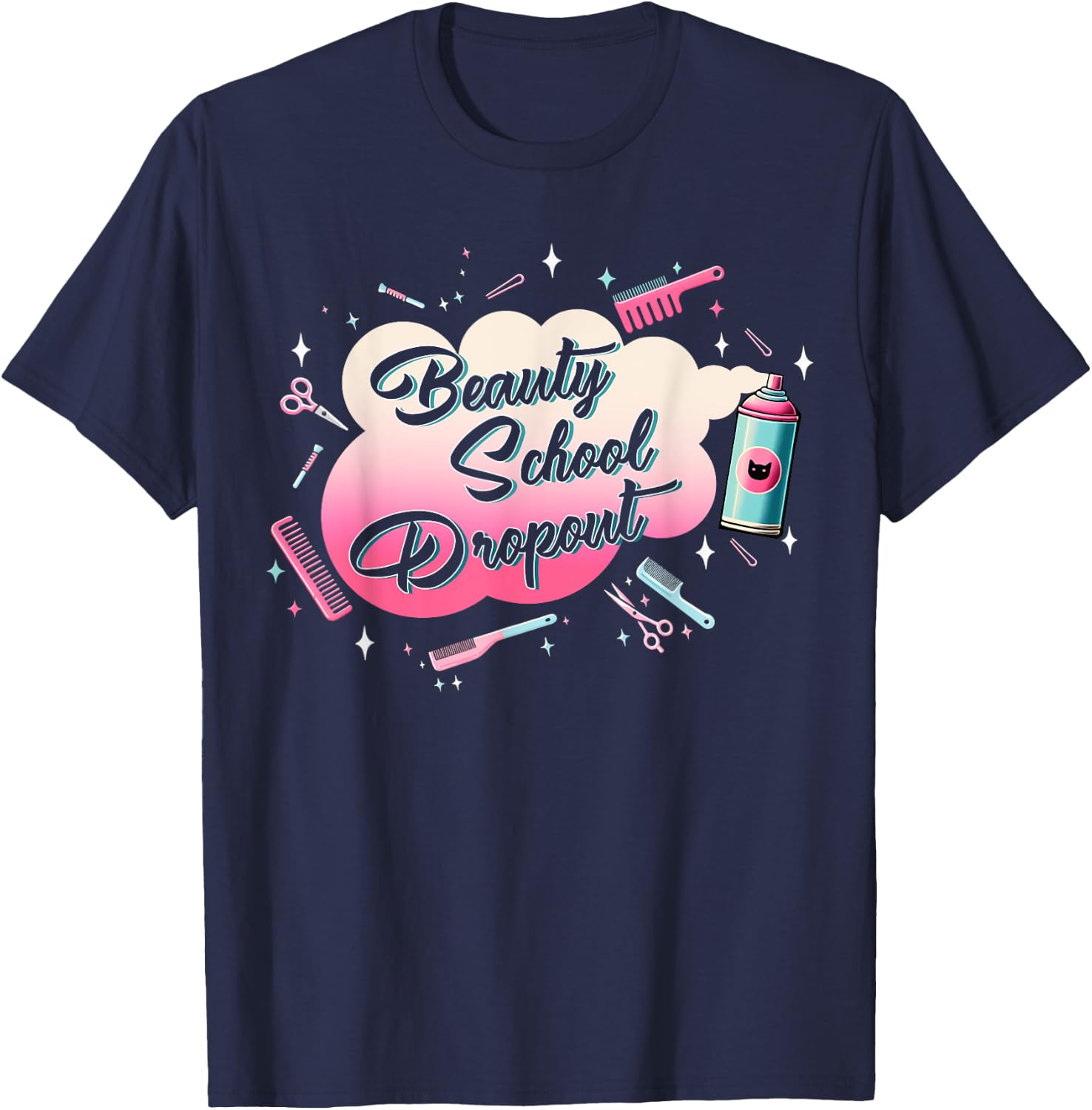Classic Funny Halloween Horror Beauty School Outfit Drop Out T-Shirt - T-Shirt | Navy