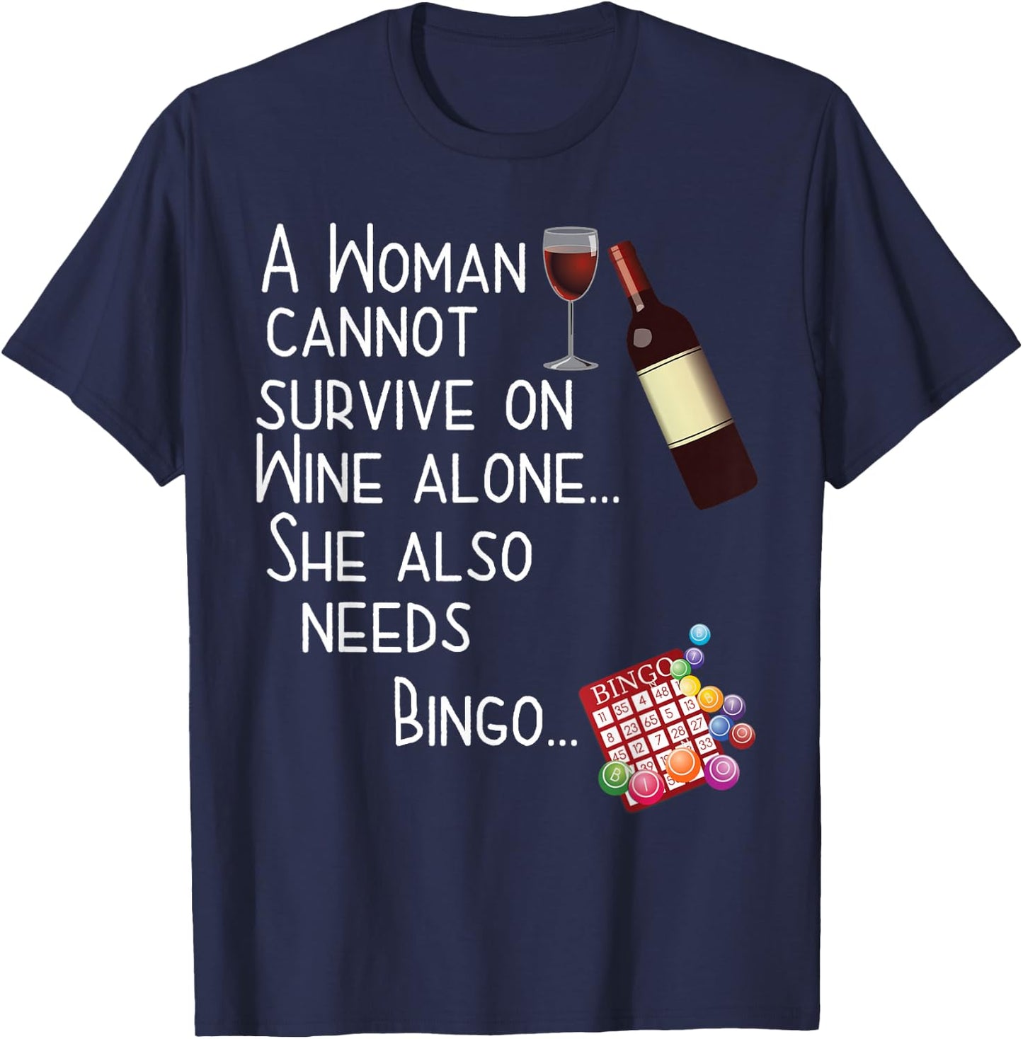 Wine & Bingo T Shirt T-Shirt - T-Shirt | Navy