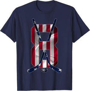 Number 8 Years Ice Hockey 8th Birthday T-Shirt - T-Shirt | Navy
