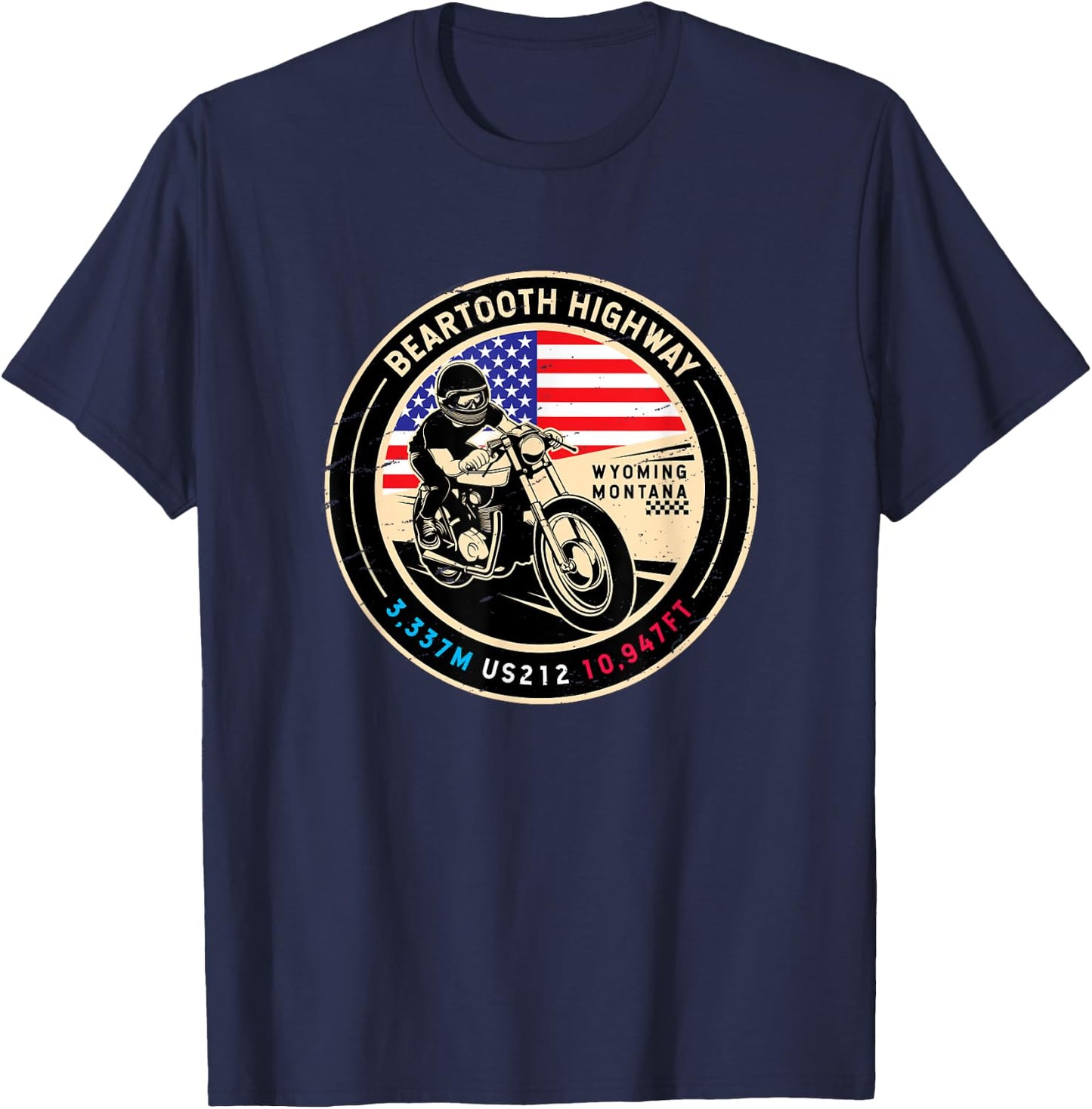 Beartooth Highway US Highway National Scenic Byway 212 Retro T-Shirt - T-Shirt | Navy