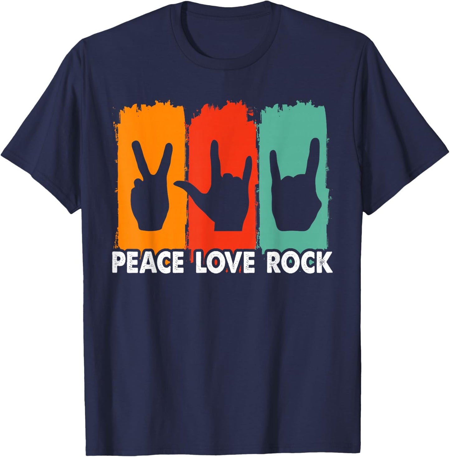 Classic Peace Love Rock Vintage Concert Band Rock Music T-Shirt - T-Shirt | Navy