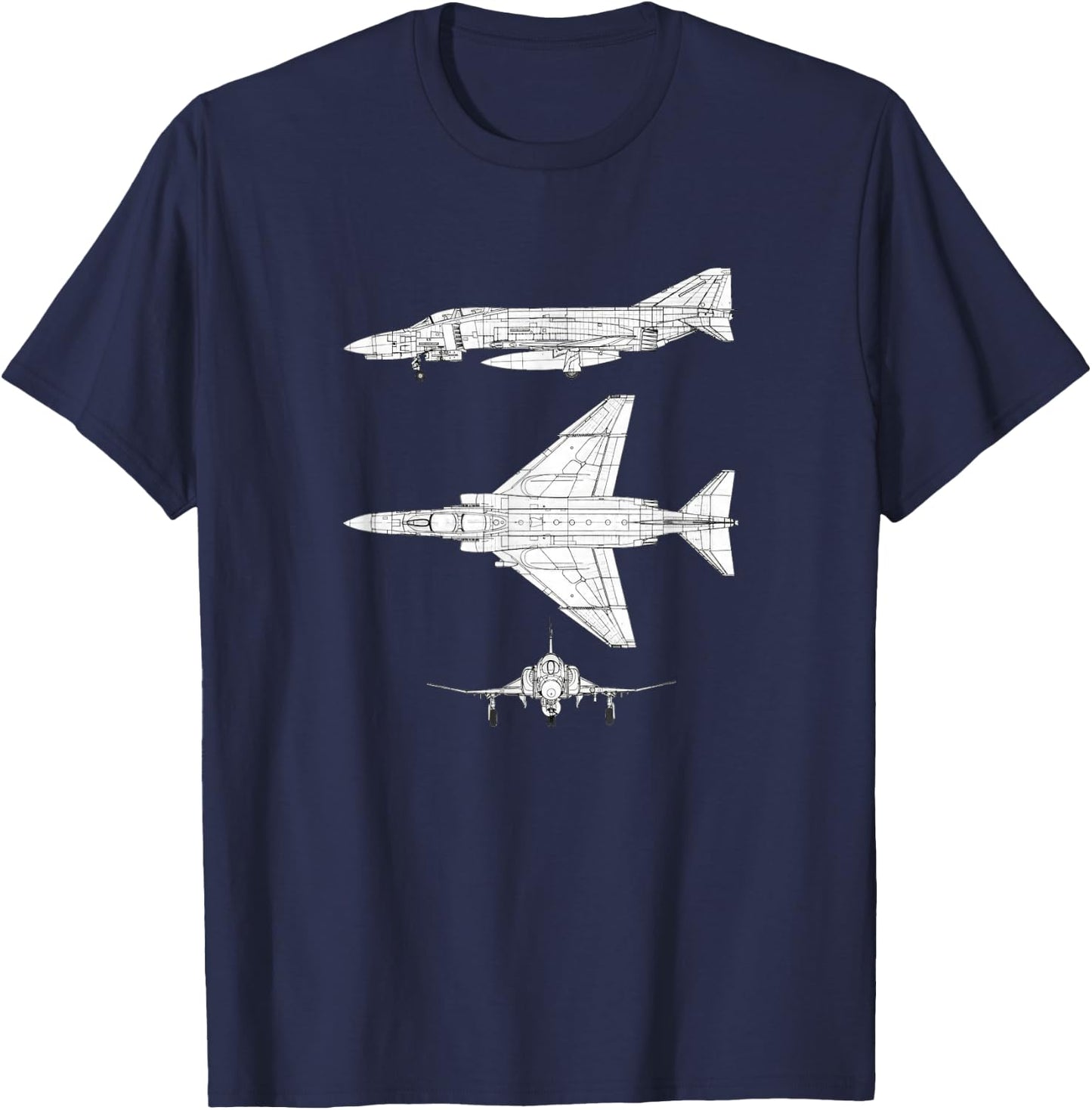 McDonnell Douglas F-4 Phantom II Blueprint Aircraft T-Shirt - T-Shirt | Navy