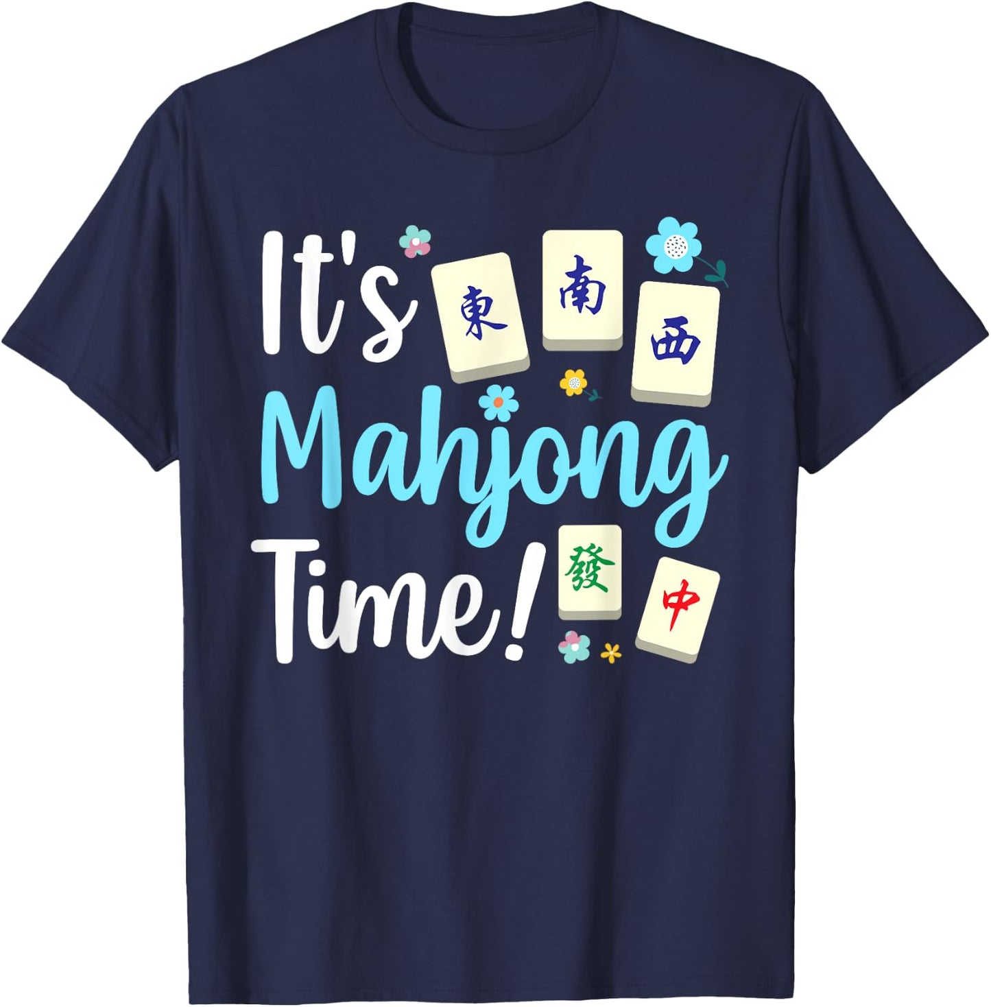 Cute Mahjong Design Women Tile Game Mahjong Player T-Shirt - T-Shirt | Navy
