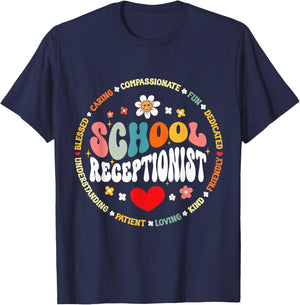School Receptionist Secretary Admin Appreciation Office T-Shirt - T-Shirt | Navy