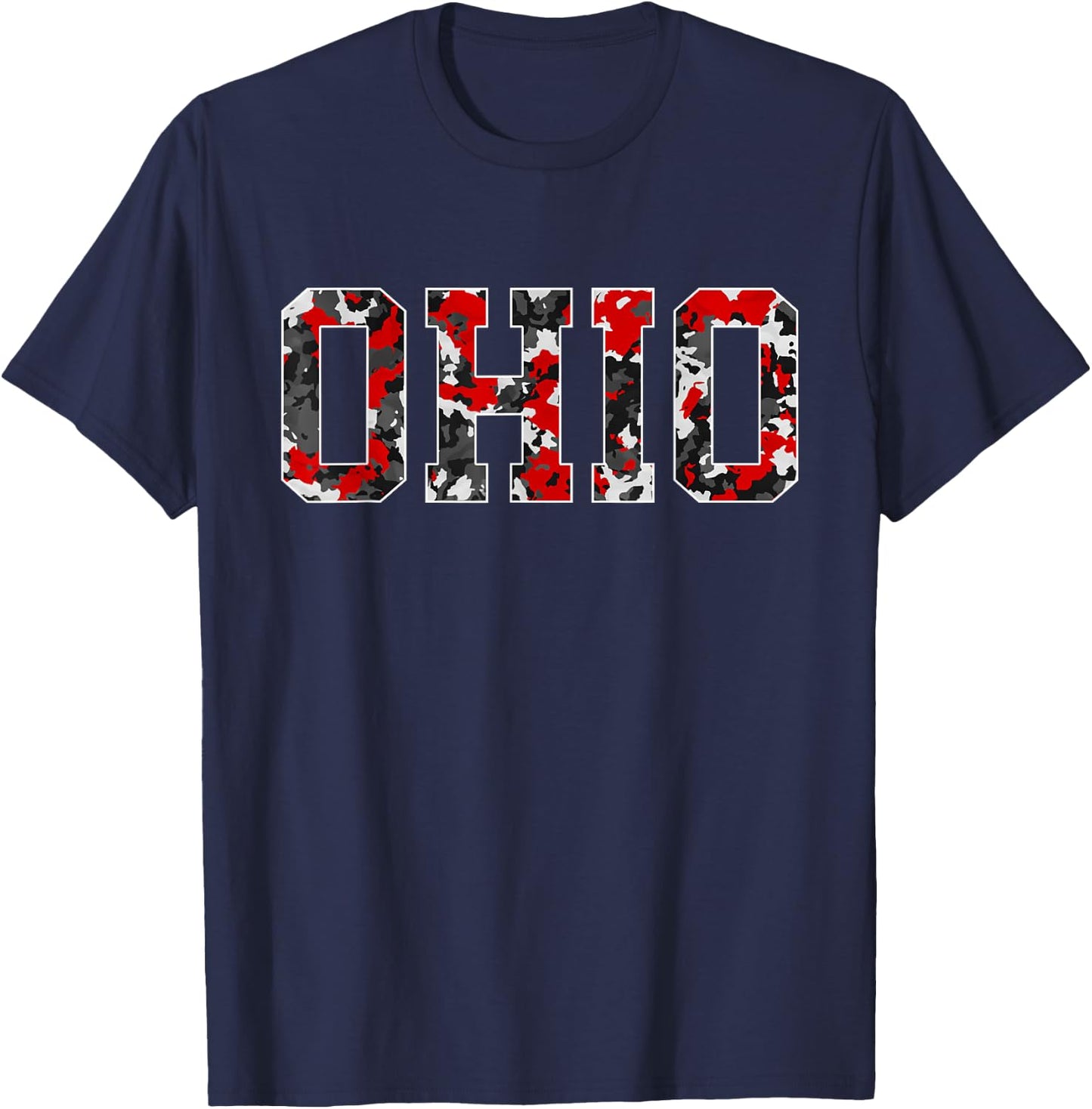 State of Ohio Ohioan Trendy Distressed Camo Graphic Designs T-Shirt - T-Shirt | Navy