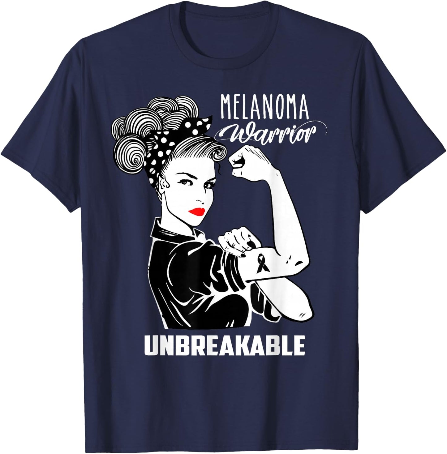 Melanoma Warrior Unbreakable Shirt Melanoma Awareness Gift T-Shirt - T-Shirt | Navy