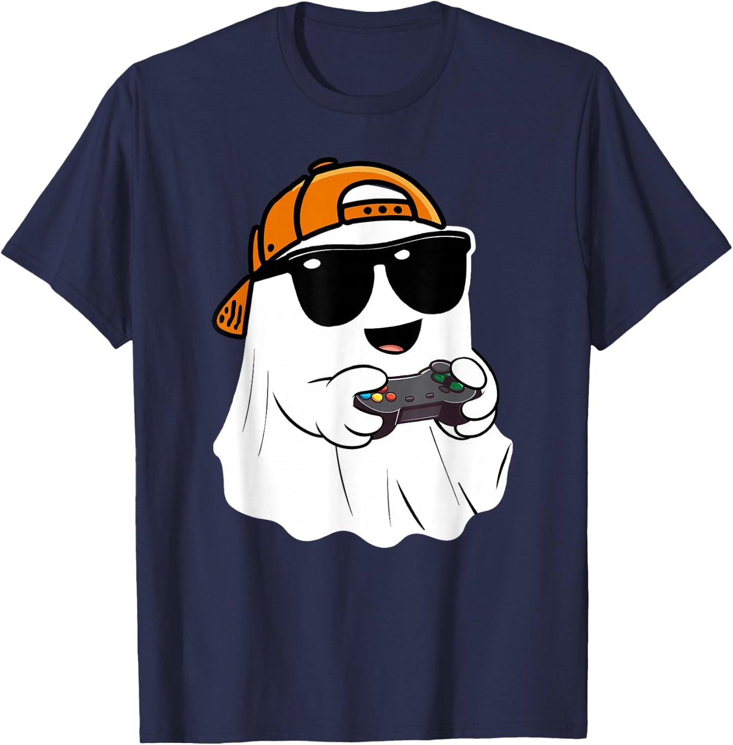 Halloween boys kids ghost gamer scary Costume gaming men T-Shirt - T-Shirt | Navy