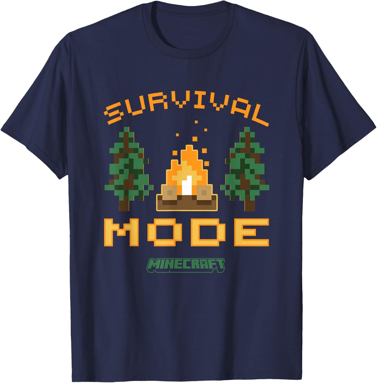 Minecraft Survival Mode Campfire in The Woods T-Shirt - T-Shirt | Navy