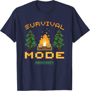 Minecraft Survival Mode Campfire in The Woods T-Shirt - T-Shirt | Navy