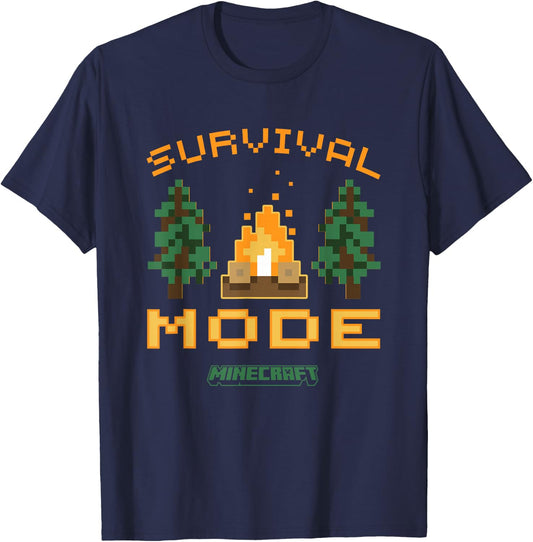 Minecraft Survival Mode Campfire in The Woods T-Shirt - T-Shirt | Navy
