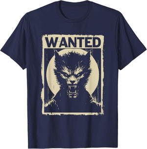 Wanted Werewolf - Creepy Werewolf Halloween Costume T-Shirt - T-Shirt | Navy