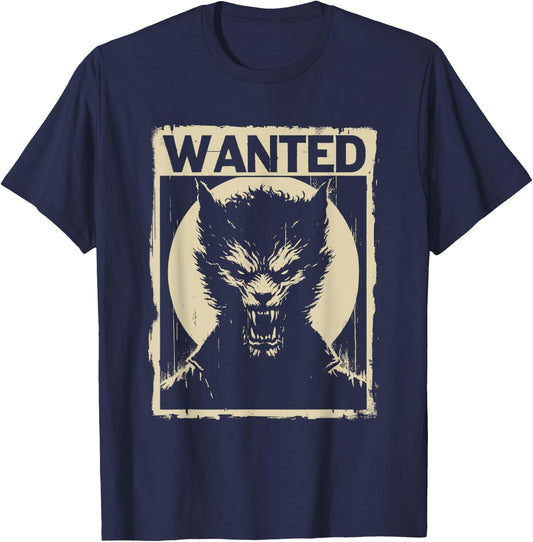 Wanted Werewolf - Creepy Werewolf Halloween Costume T-Shirt - T-Shirt | Navy